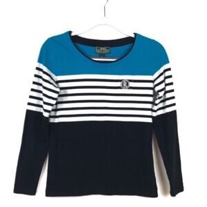 Vintage Womens Top LRL Lauren Active Ralph Lauren Stripe Nautical 80s 90s Small
